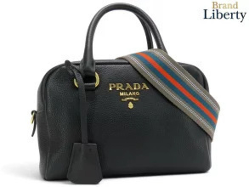 Prada Vitello Phenix Boston Bag Handbag Shoulder NERO Black Calf Leather